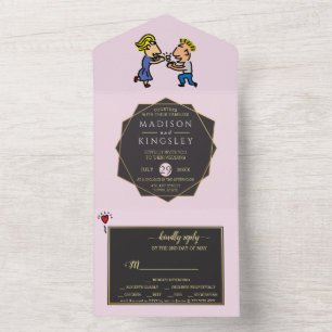 Invitación Todo En Uno Cute Pareja Original Funny Personalizado