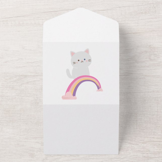 Invitación Todo En Uno Cutie Kitten Cat                 (Afuera)