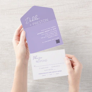 Invitación Todo En Uno Dahlia Lavender Boda moderno contemporáneo
