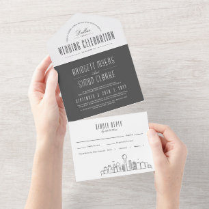 Invitación Todo En Uno Dallas Deco Skyline   BODA