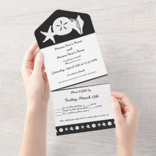 Invitación Todo en Uno de Conchas de Verano en Neg