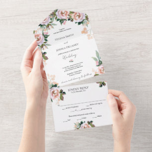 Invitación todo en uno de Pastel Watercolor Floral