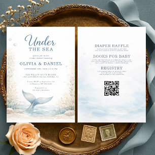 Invitación Todo en Uno Debajo del Mar Fiesta de Bebé para Par