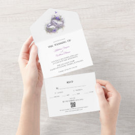Invitación Todo En Uno Declaración de Boda Lilac moderna