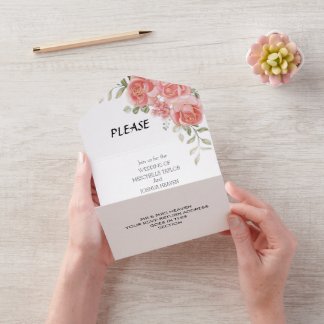 Invitación todo-en-uno del Boda rustico de flores