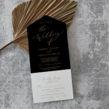 Delicada caligrafía de oro | Boda negro