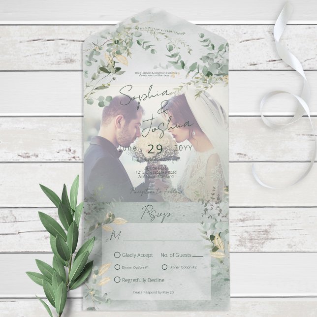 Invitación Todo En Uno Delicada vegetación moderna para cenar (Subido por el creador)