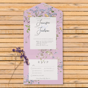 Invitación Todo En Uno Delicado Boho Wildflowers Cena Rosa