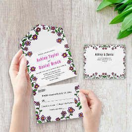 Invitación Todo En Uno Delicado Jardín Botánico Flores Boda Floral