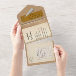Invitación Todo En Uno Desde la Biblioteca- Libro Clásico y Romántico de