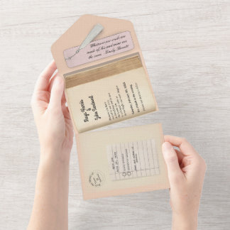 Invitación Todo En Uno Desde la Biblioteca- Libro Clásico y Romántico de 