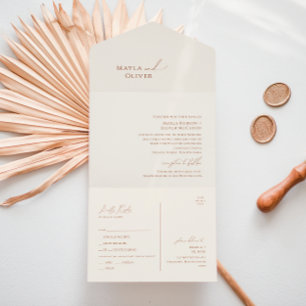 Invitación Todo En Uno Desierto caprichoso   Sello beige y envío