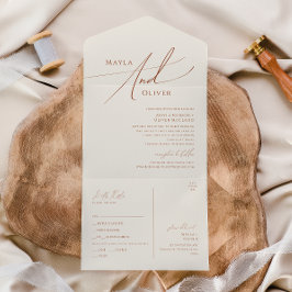 Invitación Todo En Uno Desierto caprichoso | Sello beige y envío