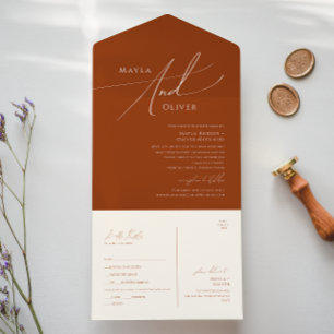 Invitación Todo En Uno Desierto caprichoso   Sello de terracota y envío