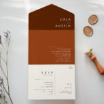 Invitación Todo En Uno Desierto simple | Cinnamon oscuro y Terracota todo<br><div class="desc">Este simple desierto | Cine oscuro y la invitación "todo en uno" de terracota es exactamente lo que buscas para completar tu boda de boho rústico moderno. Perfecto para una minimalista vibra occidental vintage o para un ambiente bohemio de otoño retro. La escritura blanca natural mínima aparece con este colorido...</div>
