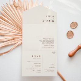 Invitación Todo En Uno Desierto simple | Sello blanco natural y envío