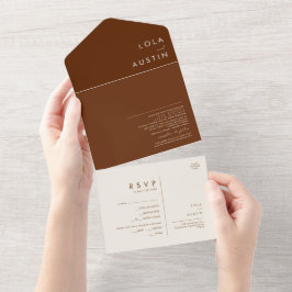 Invitación Todo En Uno Desierto simple | Sello de canela oscuro y enviar