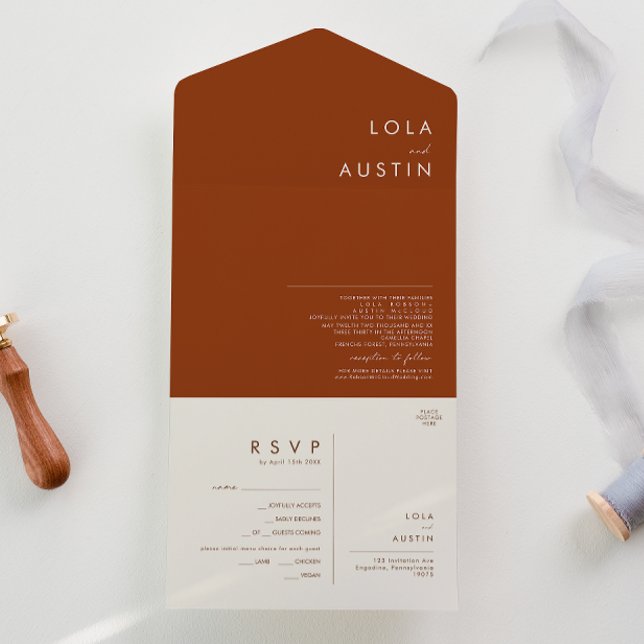 Invitación Todo En Uno Desierto simple | Sello de terracota y envío (Subido por el creador)