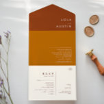 Invitación Todo En Uno Desierto simple | Terracota, Naranja y Cinnamon Al<br><div class="desc">Este simple desierto | Terracotta, Naranja y Cinnamon es exactamente lo que buscas para completar tu moderno y rústico boda de boho. Perfecto para una minimalista vibra occidental vintage o para un ambiente bohemio de otoño retro. La escritura blanca natural mínima aparece con este colorido fondo otoñal. Puedes elegir mantenerlo...</div>