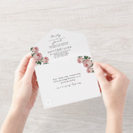 Invitación Todo En Uno Detalles de boda de florales rosadas geométricas c
