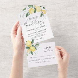 Invitación Todo En Uno Detalles del Boda amarillo de frutas de verano de 