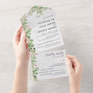 Invitación Todo En Uno Diario de estilo vintage de pared antigua rosa ros