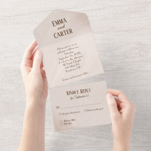 Invitación Todo En Uno Diseño abstracto de Bodas neutrales