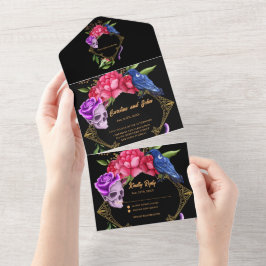 Invitación Todo En Uno Diseño boda místico oscuro y romántico
