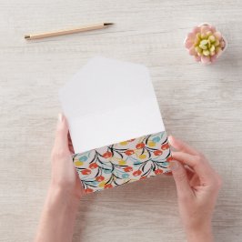 Invitación Todo En Uno Diseño floral de patrón vibrante de tulipán en bla