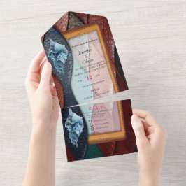 Invitación Todo En Uno Diseños artísticos de textura de cuero artístico
