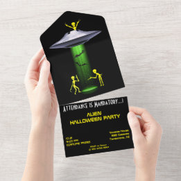 Invitación Todo En Uno Divertido Alien 🎅 🛸 fiesta de Halloween en el OV