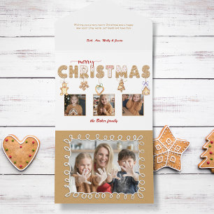 Invitación Todo En Uno Divertido Gingerbread Feliz Navidad Multifoto