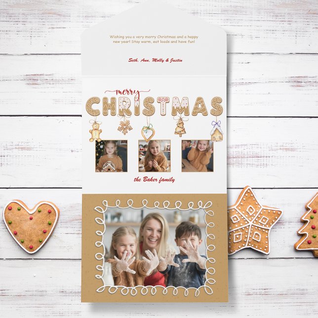 Invitación Todo En Uno Divertido Gingerbread Feliz Navidad Multifoto (Subido por el creador)