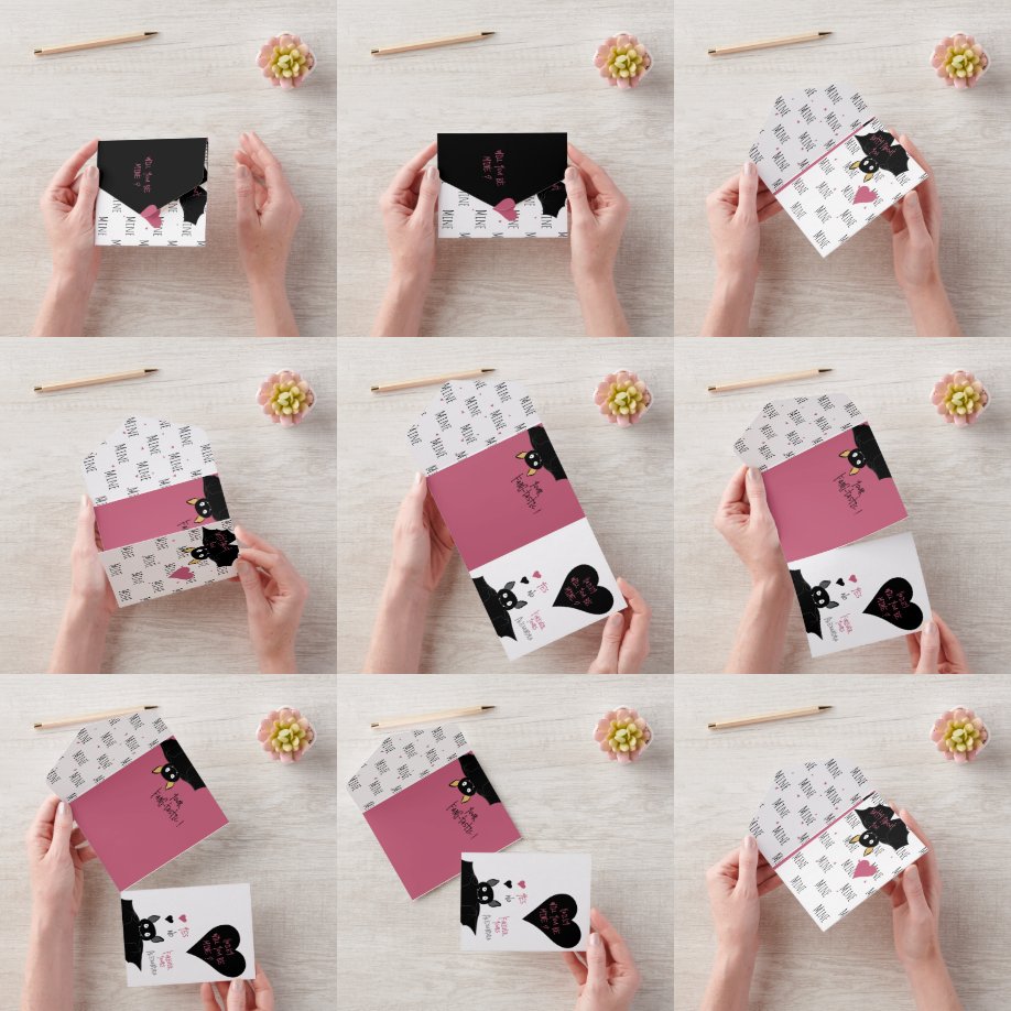 Invitación Todo En Uno Divertido, ¿Serás Mío? Bat Love + Valentine Card