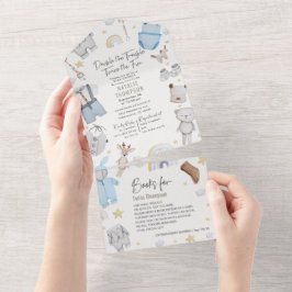 Invitación Todo En Uno Doble problema Ropa doble de niños y libros