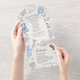 Invitación Todo En Uno Doble problema Ropa doble de niños y libros