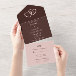 Invitación Todo En Uno Dos corazones entrelazados con las iniciales Siena