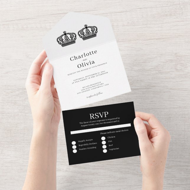 Invitación Todo En Uno Dos Reinas Hacen Un Boda Gay Pareja (desgarro)