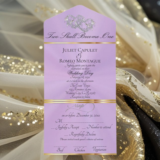 Invitación Todo En Uno Double Hearts - Lavender/Silver (Subido por el creador)