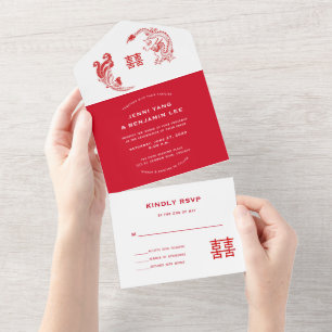Invitación Todo En Uno ©Dragon-Phoenix Chinese Boda