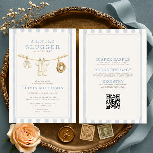 Invitación Todo en uno Ducha de bebé de ropa de béisbol