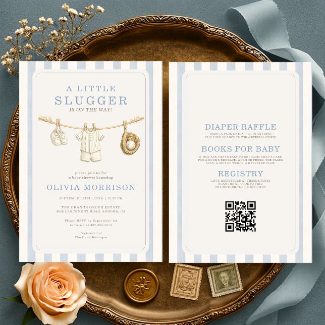 Invitación Todo en uno Ducha de bebé de ropa de béisbol (Subido por el creador)