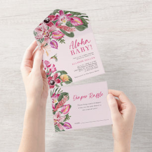 Invitación Todo En Uno Ducha de Bebé Tropical