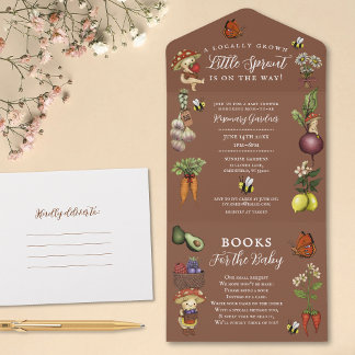 Invitación Todo En Uno Ducha de bebé y petición de libro para el pequeño