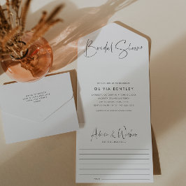Invitación Todo En Uno Ducha de novia con escritura Minimalista moderna