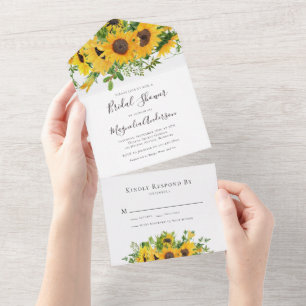 Invitación Todo En Uno Ducha nupcial de girasol ruso