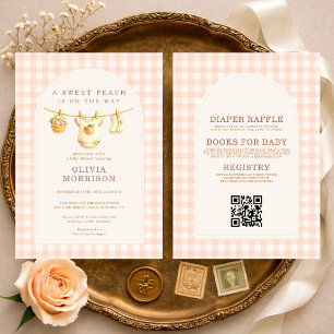 Invitación Todo en Uno Dulce Durazno Ropa de bebé para Shower