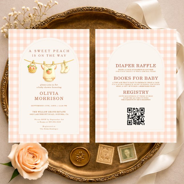 Invitación Todo en Uno Dulce Durazno Ropa de bebé para Shower (Subido por el creador)
