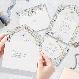 Invitación Todo En Uno Dulce modelo de Boda de flores ID1045