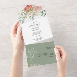 Invitación Todo En Uno Dulce Naranja Rosas Rubor Watercolor pintado a man